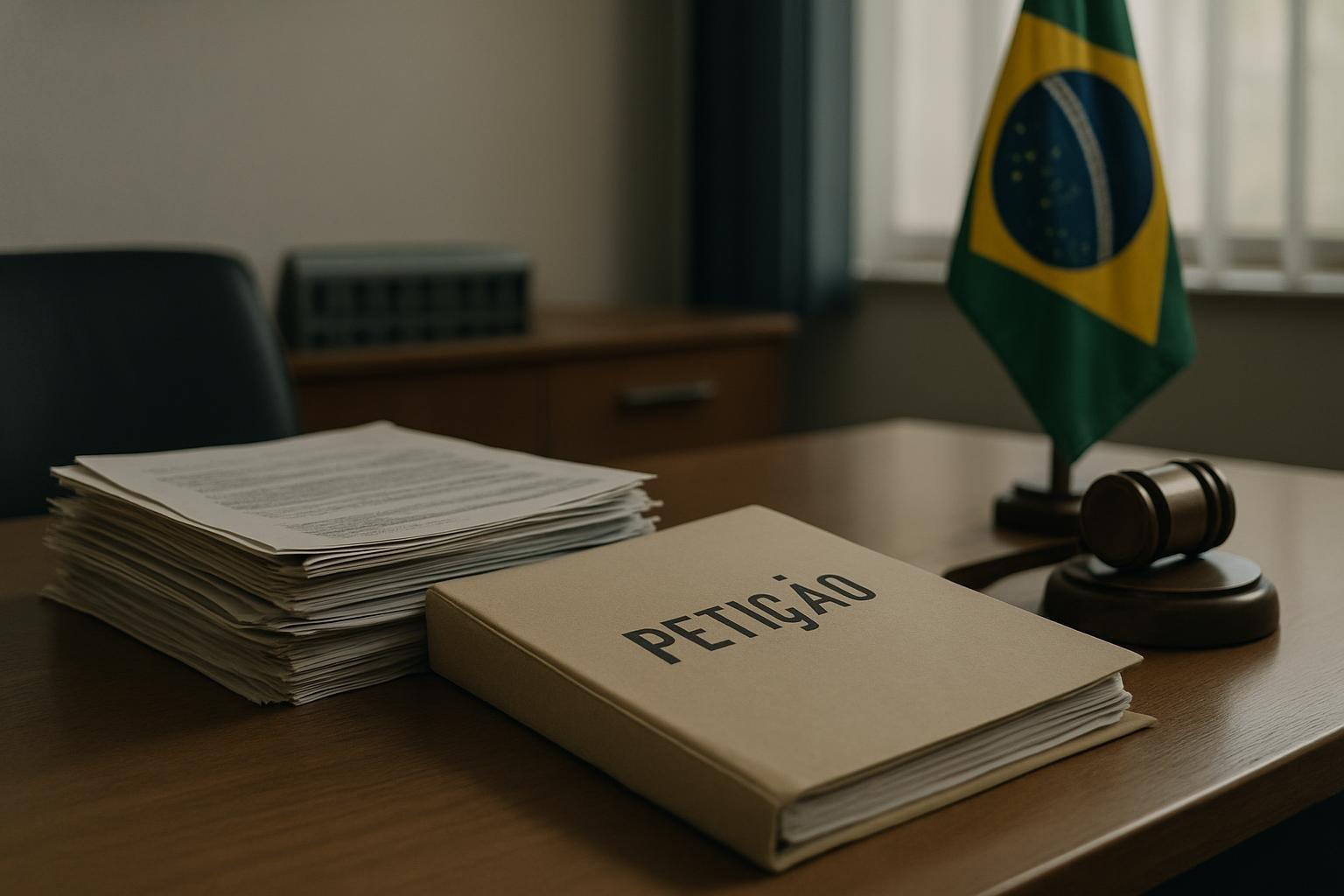 Documentos de uma ação na Justiça Eleitoral sobre a cassação da chapa no Ceará, sobre mesa de gabinete