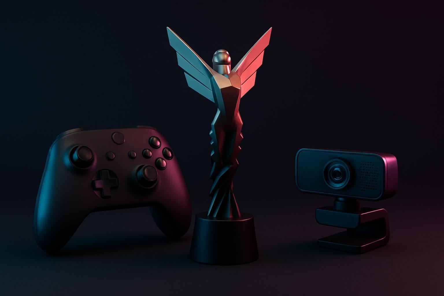 Logo do The Game Awards com controlador e transmissão ao vivo